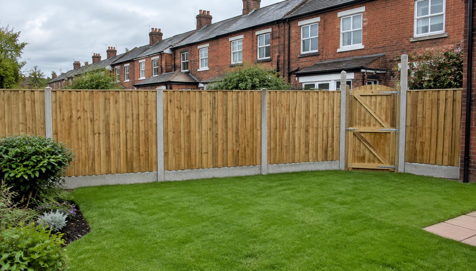 New closeboard garden fence and gate installed behind Liverpool terraced houses